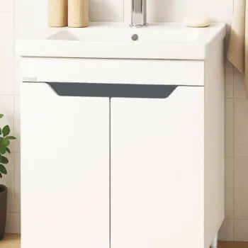 Set Baza front MDF si Lavoar seria 756, 60 cm, alb + antracit imagine