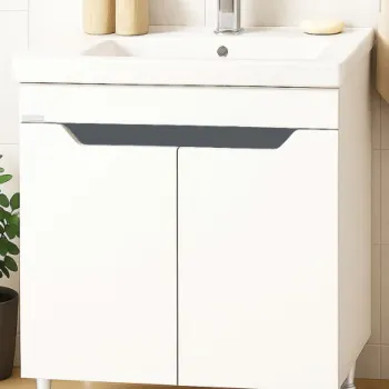 Set Baza front MDF si Lavoar seria 756, 70 cm, alb + antracit imagine