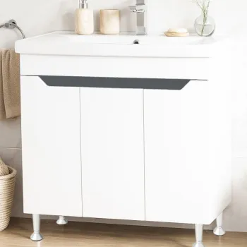 Set Baza front MDF si Lavoar seria 756, 80 cm, alb + antracit imagine