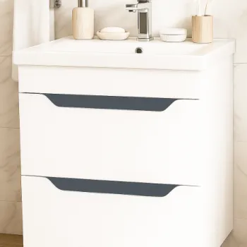 Set Baza front MDF si Lavoar seria 756, cu sertare, 70 cm, alb + antracit imagine