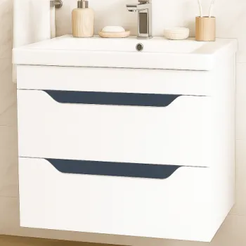 Set Baza front MDF si Lavoar seria 756, suspendata, cu sertare, 70 cm, alb + antracit imagine