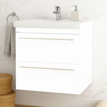 Set Baza front MDF si Lavoar seria 766, suspendata cu sertare, 60 cm, alb imagine