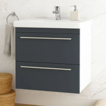 Set Baza front MDF si Lavoar seria 766, suspendata cu sertare, 60 cm, antracit imagine