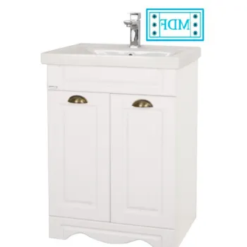 Set Baza front MDF si Lavoar seria 772, 60 cm, alb rustic imagine