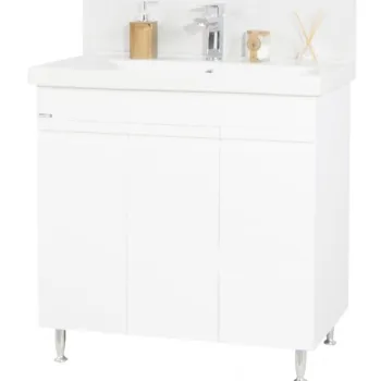 Set Baza front MDF si Lavoar seria 786, 80 cm, alb imagine