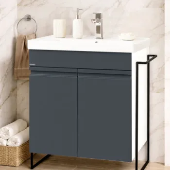 Set Baza front MDF si Lavoar seria 786, cadru metalic, 60 cm, antracit imagine