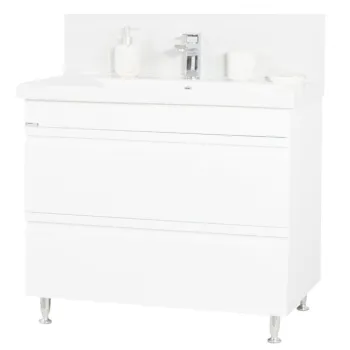 Set Baza front MDF si Lavoar seria 786, cu sertare, 100 cm, alb imagine