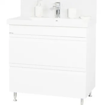 Set Baza front MDF si Lavoar seria 786, cu sertare, 80 cm, alb imagine
