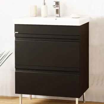 Set Baza front MDF si Lavoar seria 786, cu sertare, montat, 60 cm, negru imagine