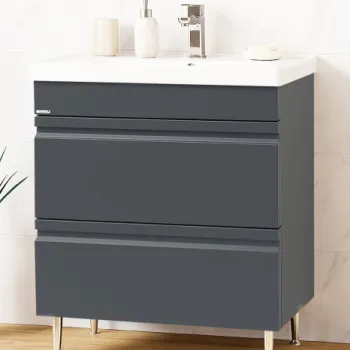 Set Baza front MDF si Lavoar seria 786, cu sertare, montat, 70 cm, antracit imagine