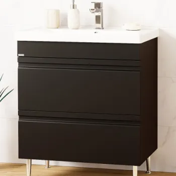 Set Baza front MDF si Lavoar seria 786, cu sertare, montat, 70 cm, negru imagine