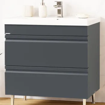 Set Baza front MDF si Lavoar seria 786, cu sertare, montat, 80 cm, antracit imagine