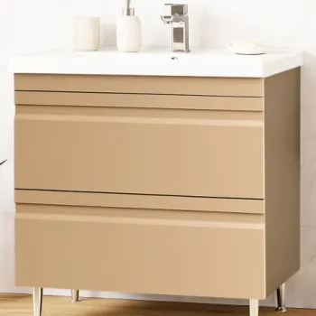 Set Baza front MDF si Lavoar seria 786, cu sertare, montat, 80 cm, cappuccino imagine