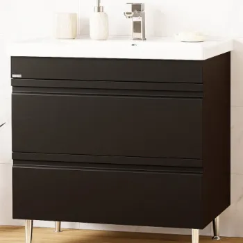 Set Baza front MDF si Lavoar seria 786, cu sertare, montat, 80 cm, negru imagine