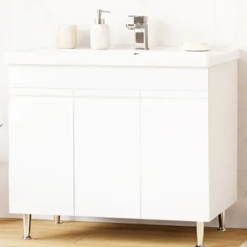 Set Baza front MDF si Lavoar seria 786, montat, 100 cm, alb imagine