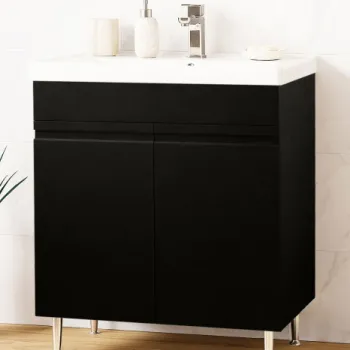 Set Baza front MDF si Lavoar seria 786, montat, 70 cm, negru imagine