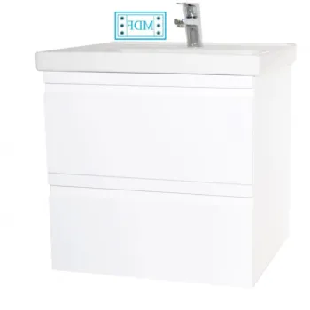Set Baza front MDF si Lavoar seria 786, suspendata cu sertare, 65 cm, alb imagine