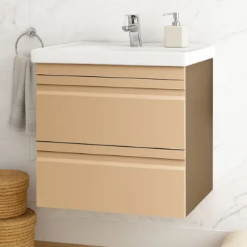 Set Baza front MDF si Lavoar seria 786, suspendata, cu sertare, montat, 60 cm, cappuccino imagine