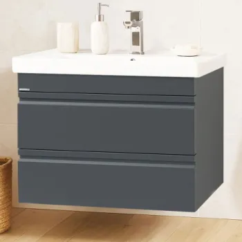 Set Baza front MDF si Lavoar seria 786, suspendata, cu sertare, montat, 70 cm, antracit imagine