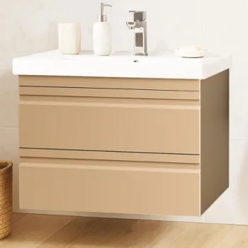 Set Baza front MDF si Lavoar seria 786, suspendata, cu sertare, montata, 70 cm, cappuccino imagine