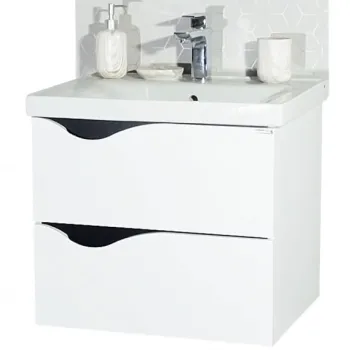 Set Baza front MDF si Lavoar seria 797, suspendata cu sertare, 60 cm, alb imagine