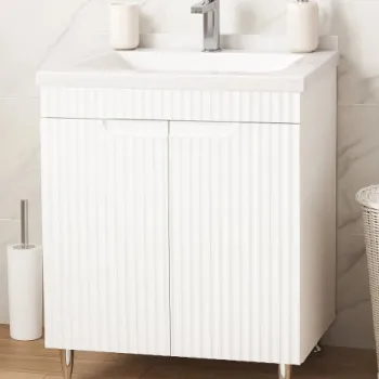 Set Baza front MDF si Lavoar seria 833, 60 cm, alb rustic imagine