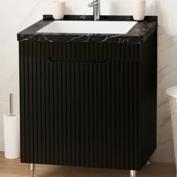 Set Baza front MDF si Lavoar seria 833, montat, 60 cm, negru imagine