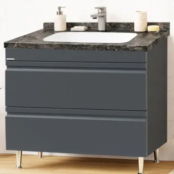 Set Baza front MDF si Lavoar seria 886, cu sertare, montat, 100 cm, antracit imagine