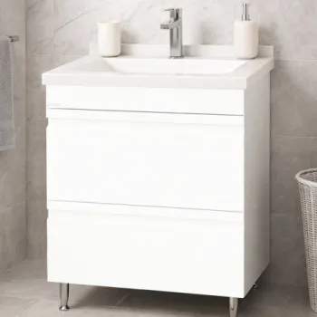 Set Baza front MDF si Lavoar seria 886, cu sertare, montat, 60 cm, alb imagine
