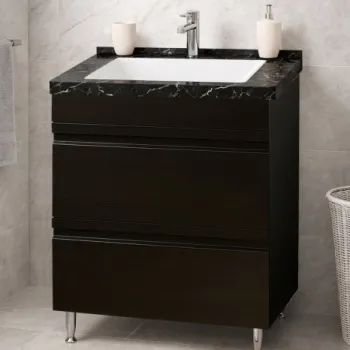 Set Baza front MDF si Lavoar seria 886, cu sertare, montat, 60 cm, negru imagine