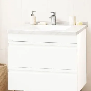 Set Baza front MDF si Lavoar seria 886, cu sertare, montat, 80 cm, alb imagine