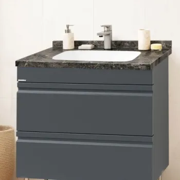 Set Baza front MDF si Lavoar seria 886, cu sertare, montat, 80 cm, antracit imagine