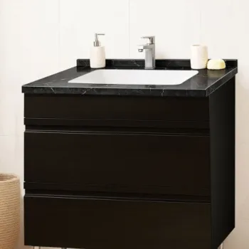 Set Baza front MDF si Lavoar seria 886, cu sertare, montat, 80 cm, negru imagine