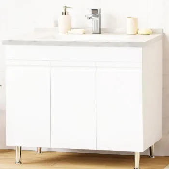 Set Baza front MDF si Lavoar seria 886, montat, 100 cm, alb imagine