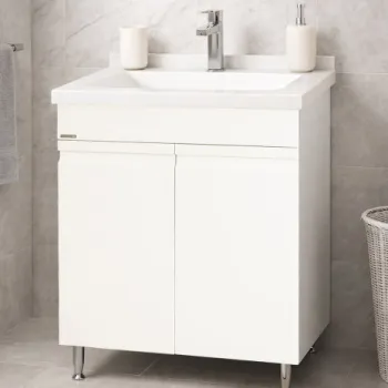 Set Baza front MDF si Lavoar seria 886, montat, 60 cm, alb imagine