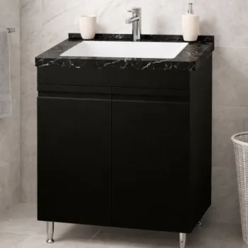 Set Baza front MDF si Lavoar seria 886, montat, 60 cm, negru imagine