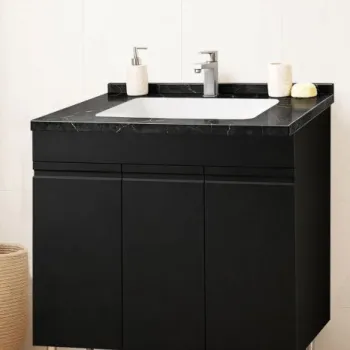 Set Baza front MDF si Lavoar seria 886, montat, 80 cm, negru imagine