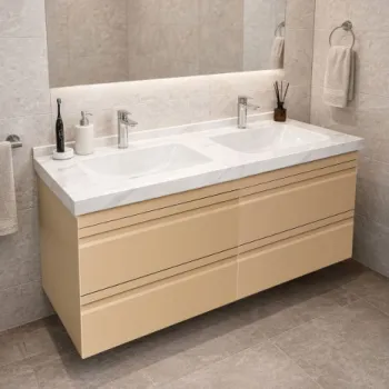 Set Baza front MDF si Lavoar seria 886, suspendata, cu sertare, montat, 120 cm, cappuccino imagine