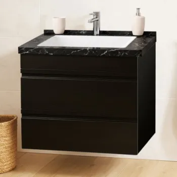 Set Baza front MDF si Lavoar seria 886, suspendata, cu sertare, montat, 60 cm, negru imagine