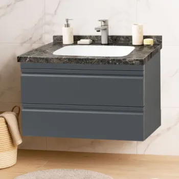 Set Baza front MDF si Lavoar seria 886, suspendata, cu sertare, montat, 80 cm, antracit imagine