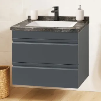 Set Baza front MDF si Lavoar seria 886, suspendata, cu sertare, montata, 60 cm, antracit imagine