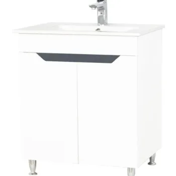 Set Baza MDF si Lavoar, seria 056, 70 cm, alb antracit imagine