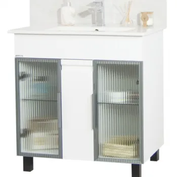 Set Baza si Lavoar seria 058, 80 cm, alb imagine