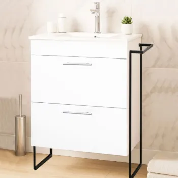 Set Baza si Lavoar seria 067, cu sertare, cadru metalic, 50 cm, alb imagine