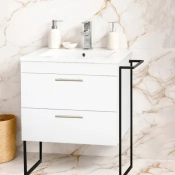 Set Baza si Lavoar seria 067, cu sertare, cadru metalic, 60 cm, alb imagine
