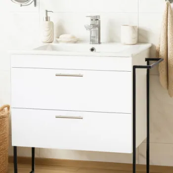 Set Baza si Lavoar seria 067, cu sertare, cadru metalic, 70 cm, alb imagine