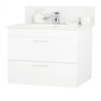 Set Baza si Lavoar seria 067, suspendata cu sertare, 80 cm, alb imagine