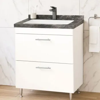 Set Baza si Lavoar seria 867, cu sertare, 60 cm, alb + antracit imagine
