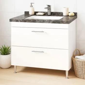 Set Baza si Lavoar seria 867, cu sertare, 80 cm, alb + antracit imagine