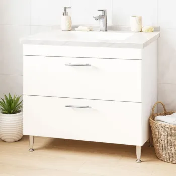 Set Baza si Lavoar seria 867, cu sertare, 80 cm, alb imagine